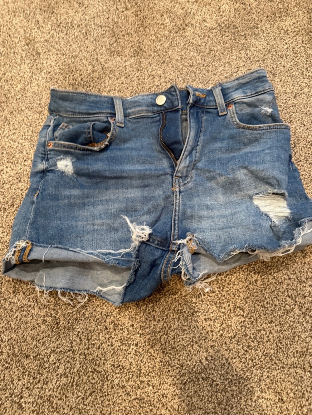 H&M Blue Distressed Denim Cutoff Shorts